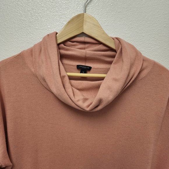 Ann Taylor Pink Cowlneck Knit Sweater 3/4 Sleeve Cashmere Blend Women's Size M - Picture 3 of 7